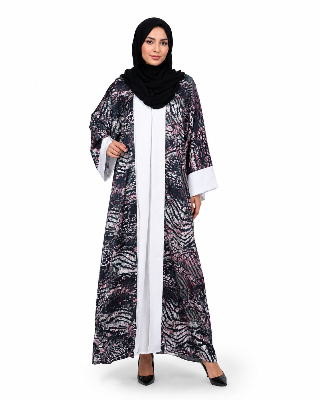 Monochrome Animal Print Straight Shrug Set